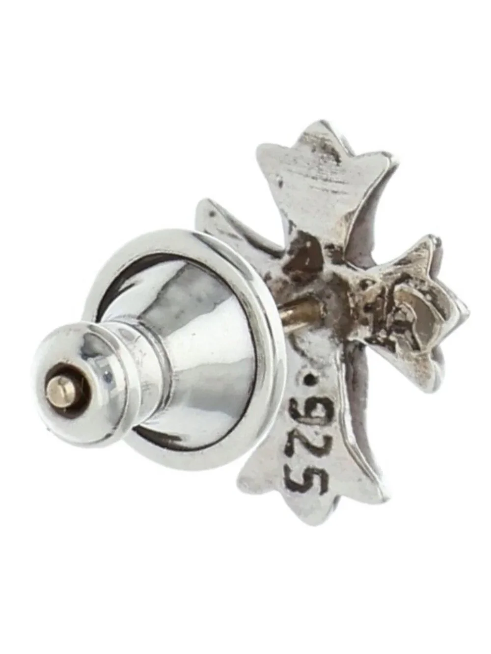 Chrome Hearts No2 CH Crs Dia CH Cross Stud Silver Earrings